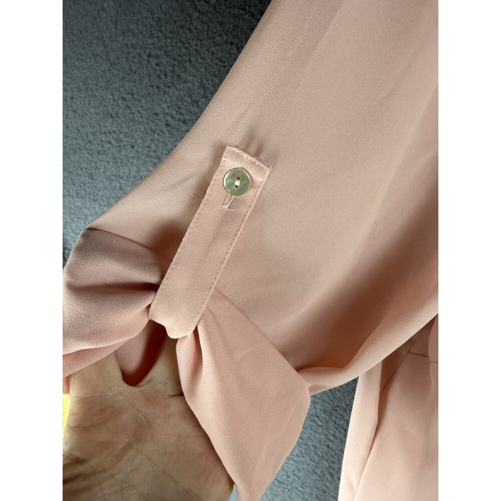 J Jill Women Pink Split Neck Tab Sleeve Asymmetrical Hem Top, XL - Picture 2 of 4